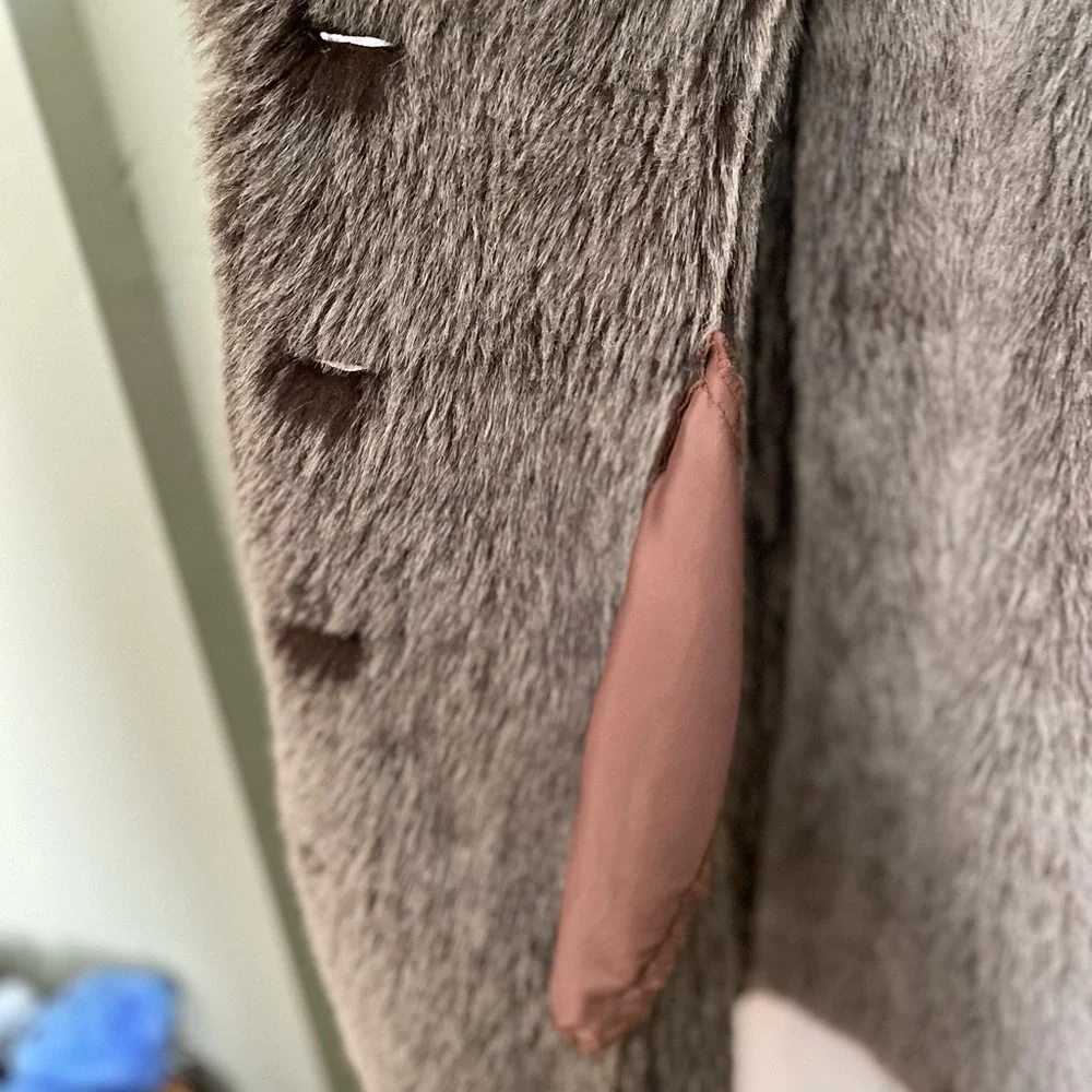 VINTAGE MARVIN RICHARDS Cozy Brown Teddy Jacket with Faux Fur Trim - Picture 5 of 8